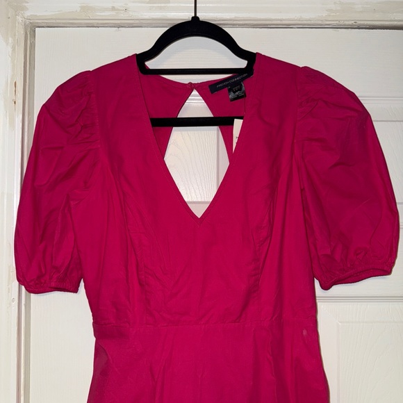French Connection BIRCH POPLIN PUFF SLEEVE DRESS in pink US SIZE 4 NWT - Picture 3 of 6